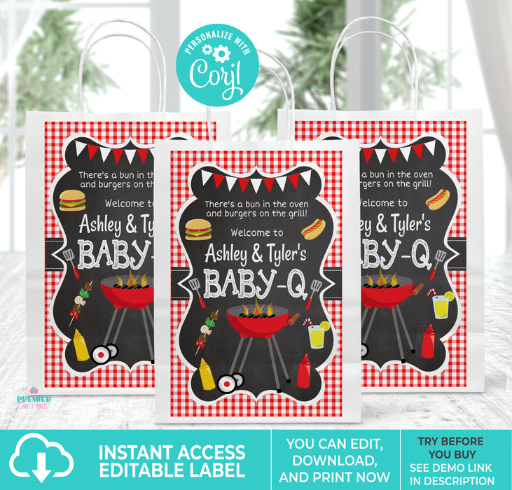 BabyQ Baby Shower Gift Bag Label