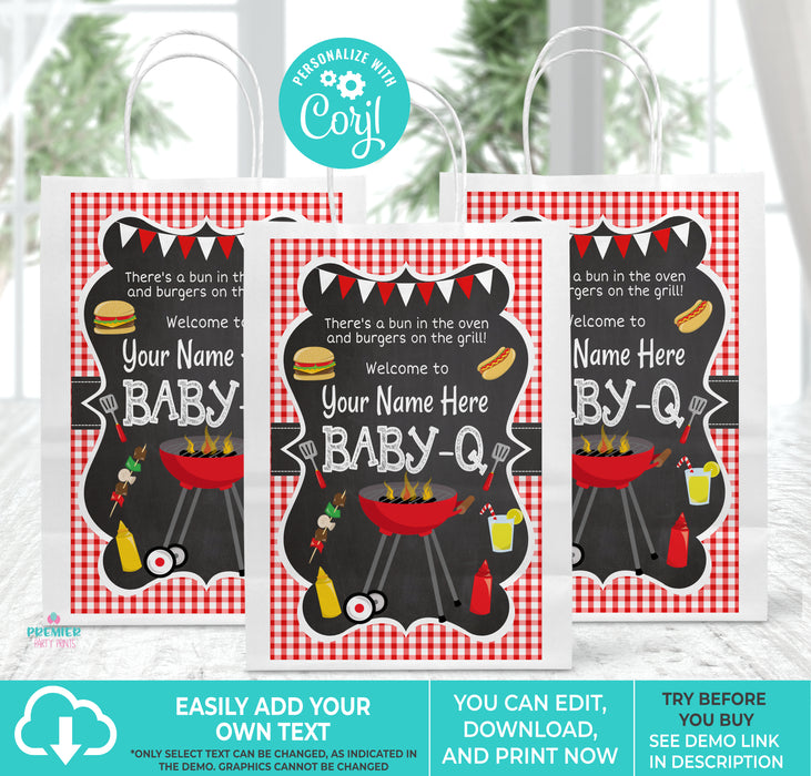 BabyQ Baby Shower Gift Bag Label