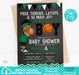 DIY Printable Green, Black, & White Basketball Baby Shower Invitation