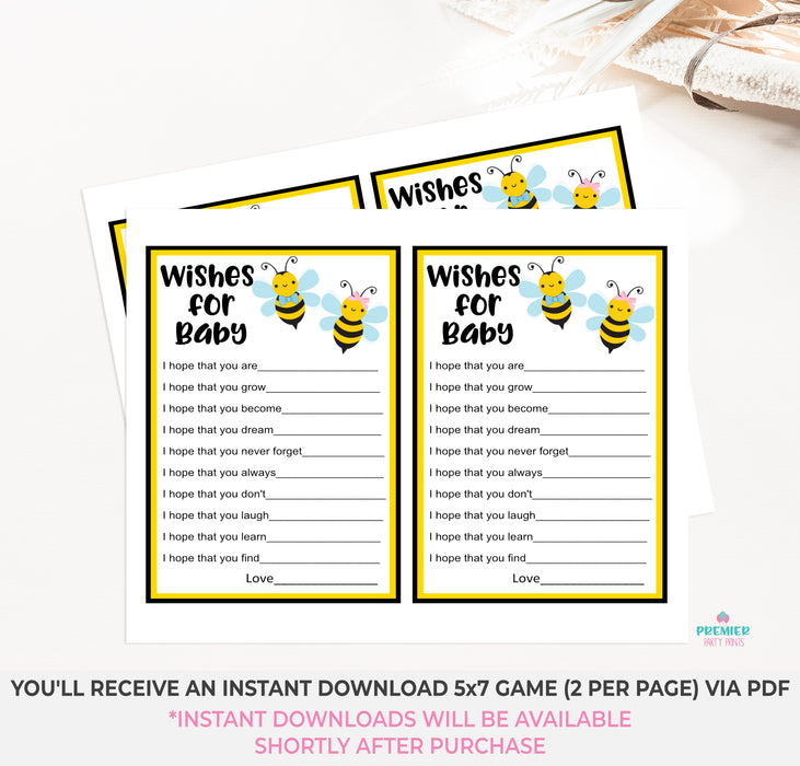 Instant Download Baby Bee Wishes for Baby Gender Reveal Game-GR001