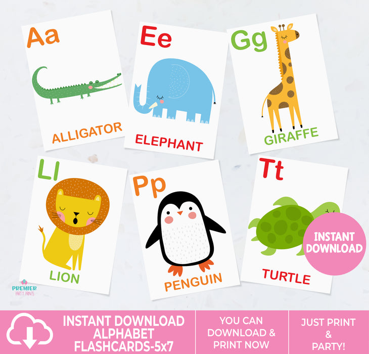 5x7 Animal Alphabet Flashcards