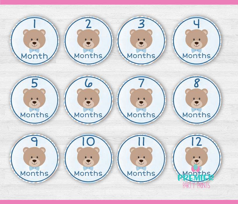 Instant Download Teddy Bear Milestone Round/Belly Tag Vers 1-BBM001