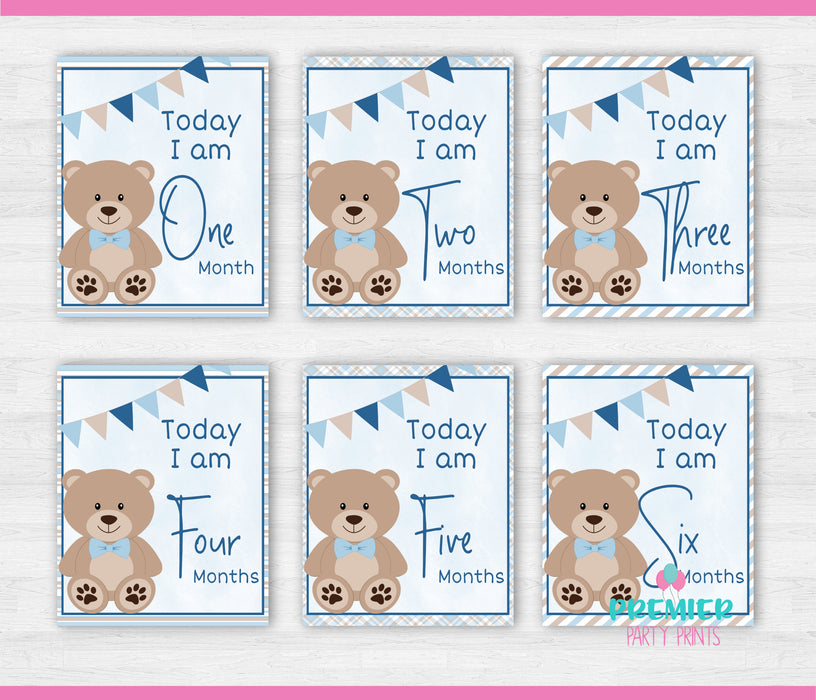 Instant Download Teddy Bear Milestone Sign Vers 2 5x7 & 8x10-BBM001