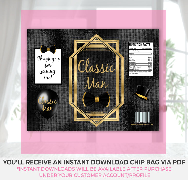  Black & Gold Classic Man Birthday Chip Bag instructions