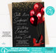 Red, Black, & Gold  Surprise Party Birthday Invitation Vers 3