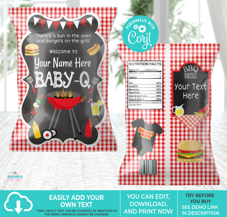 BabyQ/BBQ Baby Shower Chip Bag
