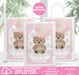 Pink Teddy Bear Baby Shower Gift Bag Label