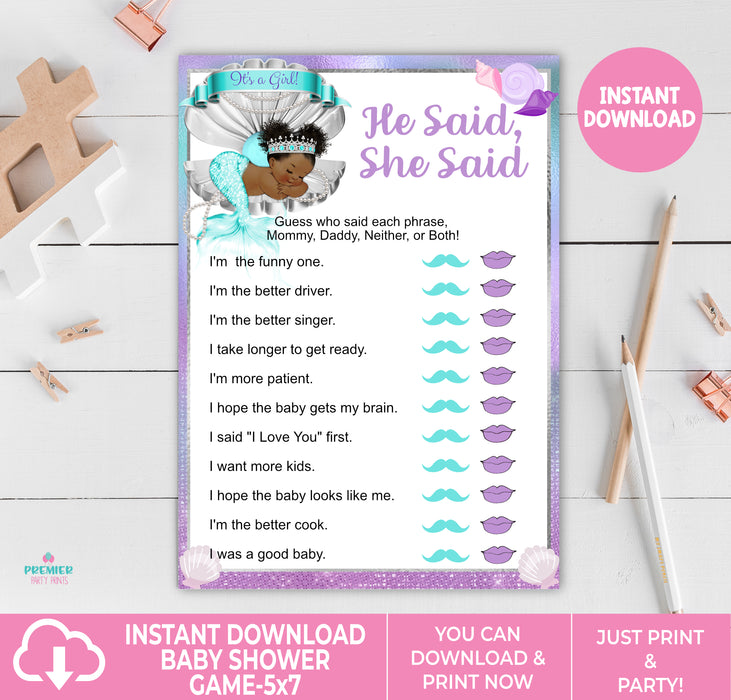  Mermaid Baby Shower 8 Game Bundle Instructions