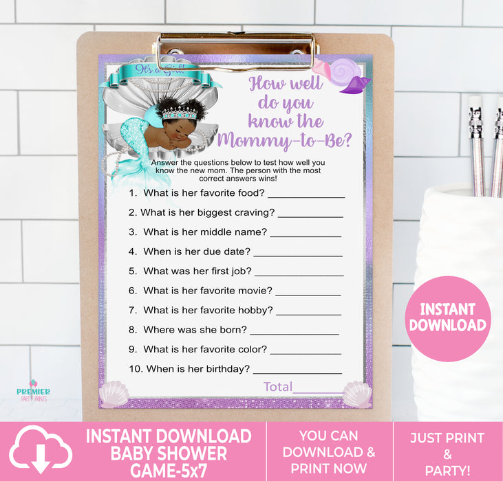 Mermaid Mommy to Be Baby Shower Game