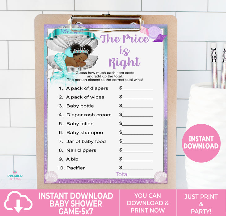  Mermaid The Price is Right Baby Shower Game