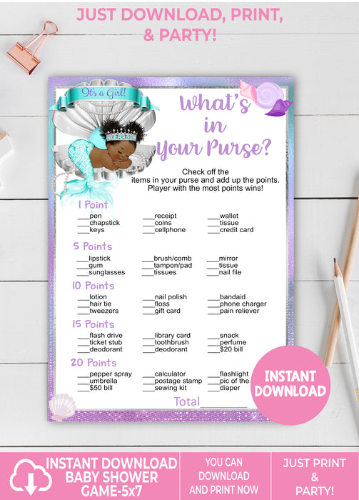 Mermaid What's in Your Purse Baby Shower Game
