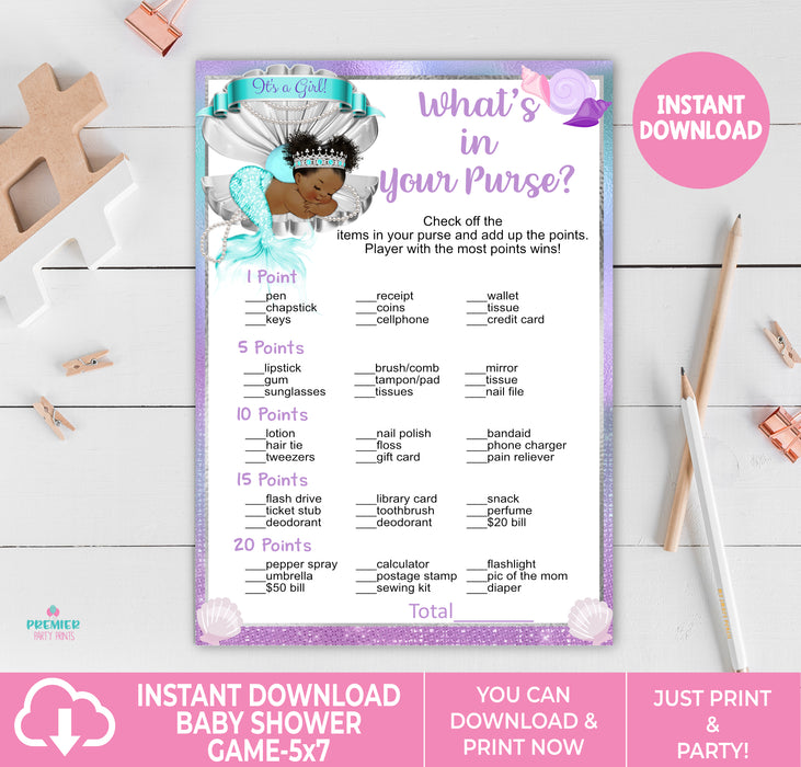 Mermaid What's in Your Purse Baby Shower Game