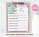 Printable Mermaid Baby Shower Wishes for Baby Light Tone