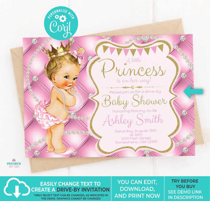  Little Princess Baby Shower Invitation Light Tone Vers 2