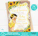 Printable Little Sunshine Sunflower Baby Shower Invitation Light Tone