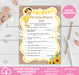 Printable Little Sunshine Sunflower Baby Shower Nursery Rhyme Quiz Game Light Tone
