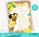Main Squeeze Lemon Baby Shower Invitation Brown Tone w/Afro Puffs