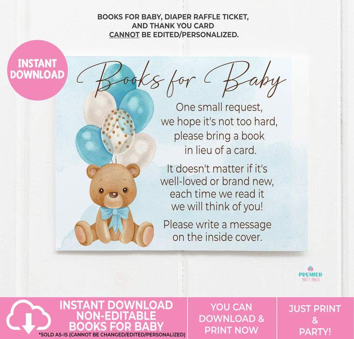  Blue Teddy Bear Baby Shower Invitation Suite Instructions