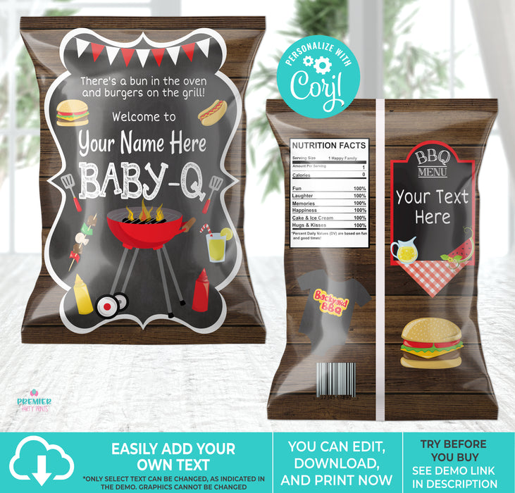  BabyQ/BBQ Baby Shower Chip Bag