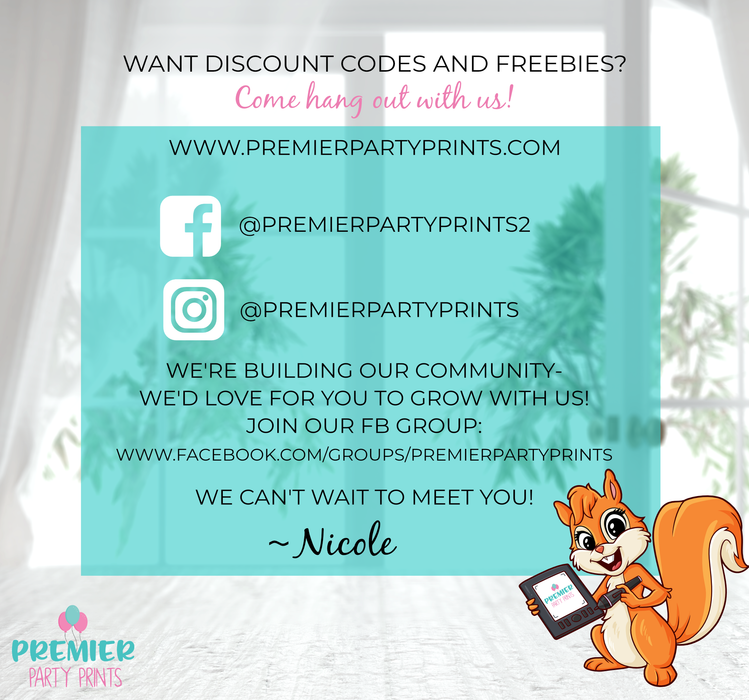 Invitation to join Premier Party Print's Facebook community