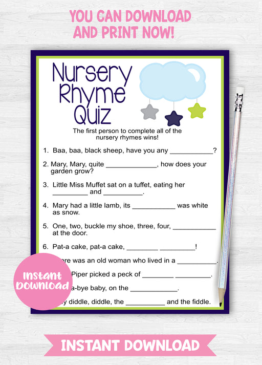 Twinkle Twinkle Little Star Nursery Rhyme Quiz