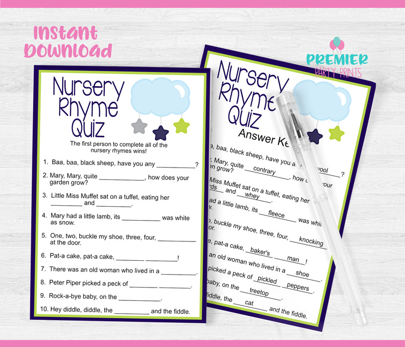 Twinkle Twinkle Little Star Nursery Rhyme Quiz