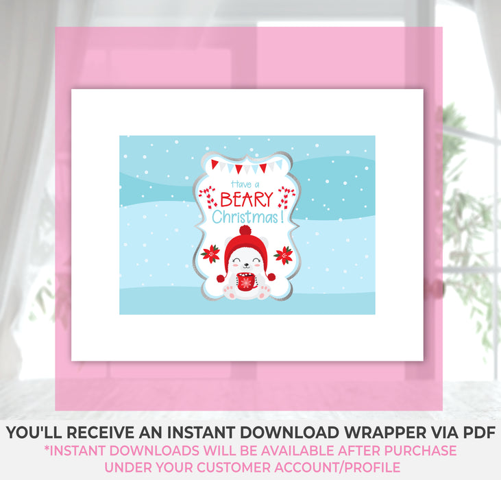 Instant Download Beary Christmas Hot Chocolate/Hot Cocoa Wrapper-CS001