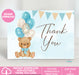  Blue Teddy Bear Baby Shower Thank You Card