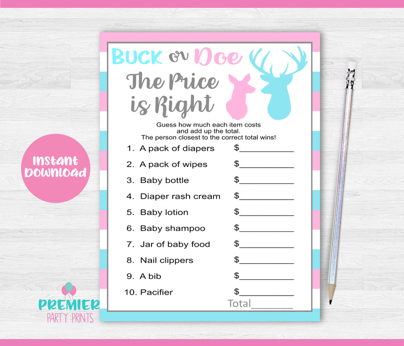 Buck or Doe The Price is Right Gender Reveal Game