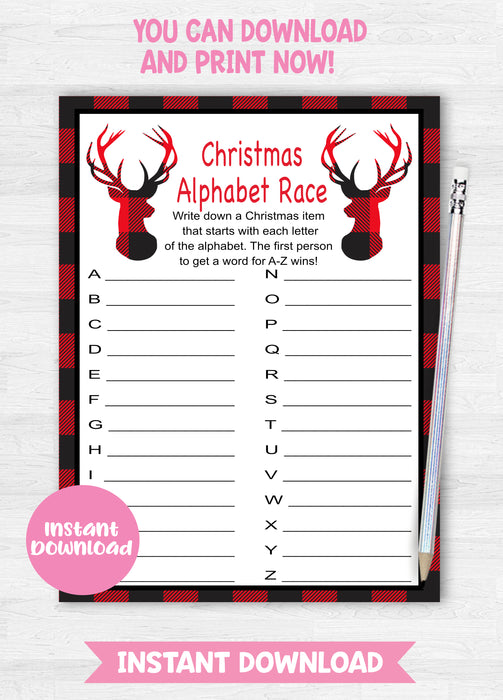  Christmas Buffalo Plaid Alphabet Race Game