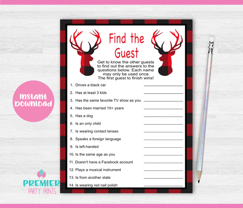 Christmas Buffalo Plaid Find the Guest Game