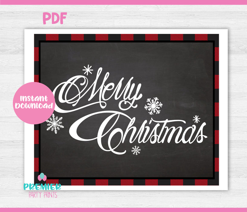 Instant Download Buffalo Plaid 8x10 Christmas Table Sign Merry Christmas-CTS001