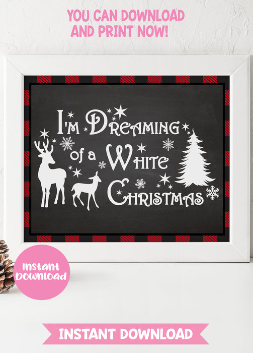 Instant Download Buffalo Plaid 8x10 Christmas Table Sign White Christmas-CTS001