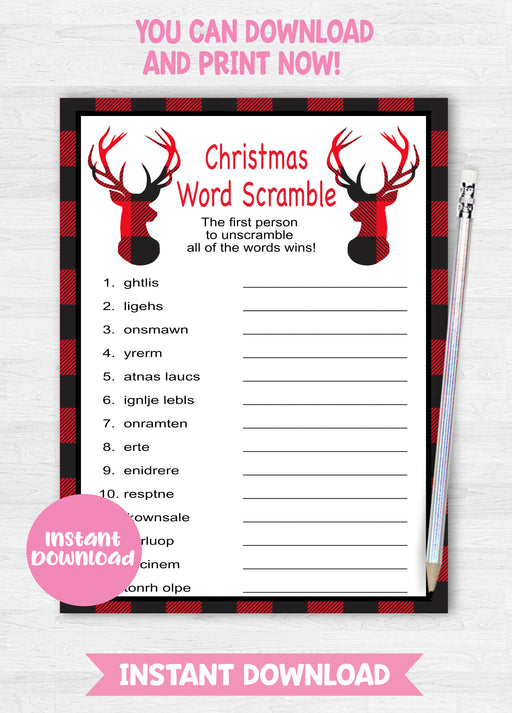 Christmas Buffalo Plaid Word Scramble Game