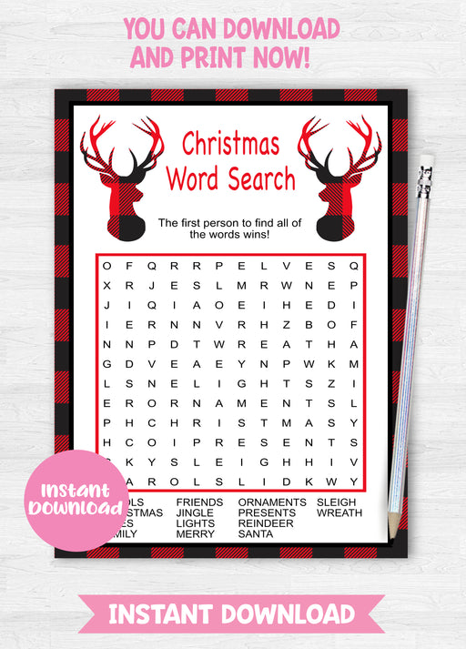 Christmas Buffalo Plaid Word Search Game
