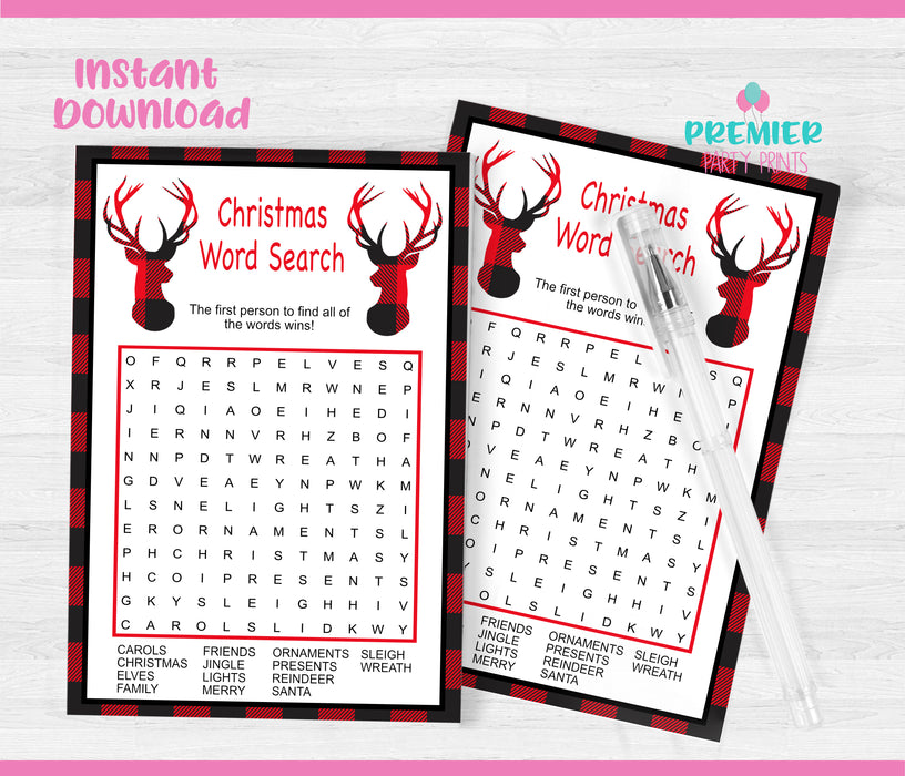 Christmas Buffalo Plaid Word Search Game