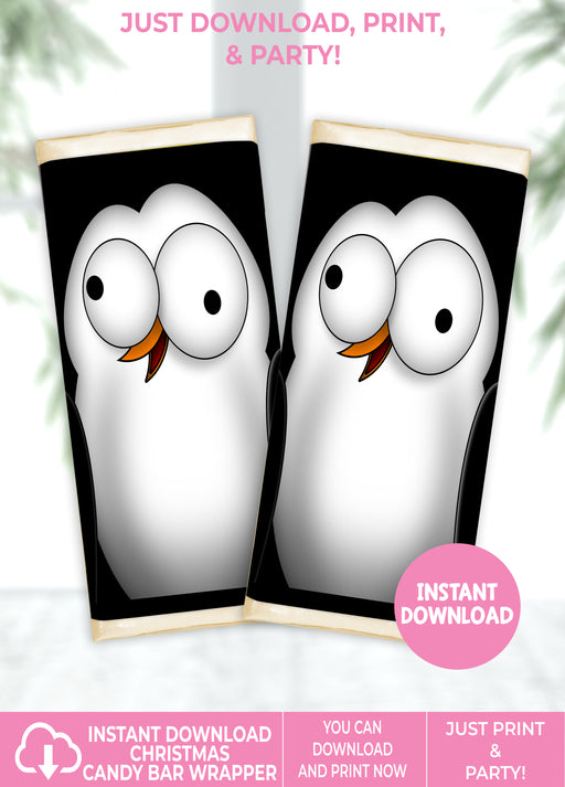Printable Christmas Penguin Character Candy Bar Wrapper
