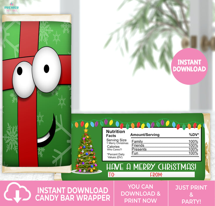 Printable Christmas Present Character Candy Bar Wrapper