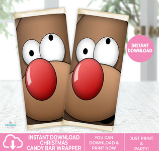 Instant Download Christmas Faces Candy Bar Wrapper_Reindeer-CCBW003 ...
