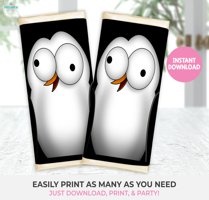 Printable Christmas Penguin Character Candy Bar Wrapper