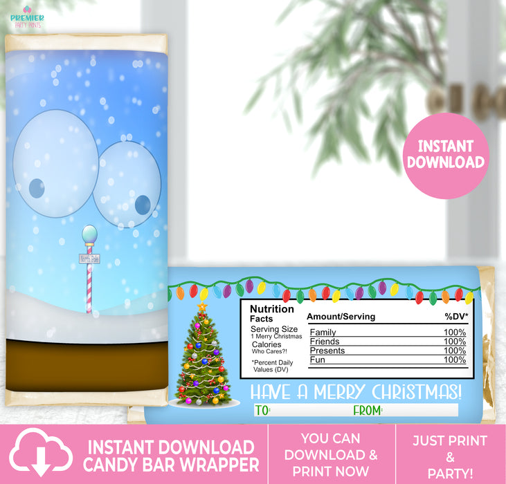 Printable Christmas Snowglobe Character Candy Bar Wrapper