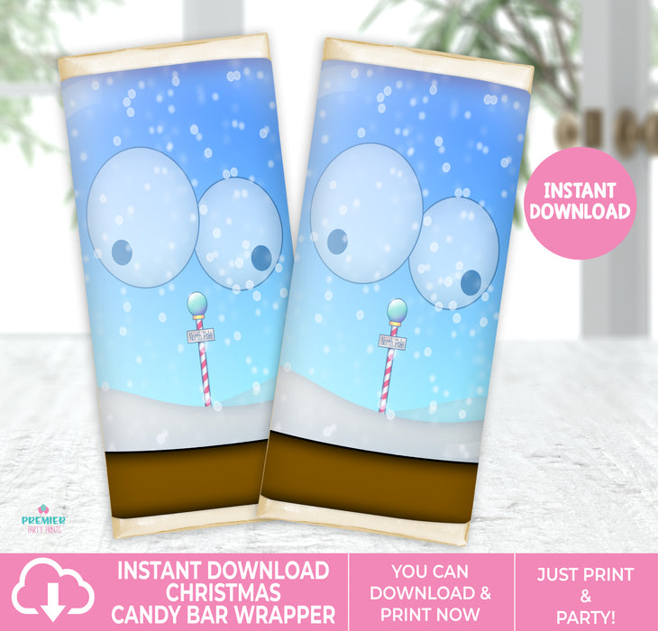 Printable Christmas Snowglobe Character Candy Bar Wrapper