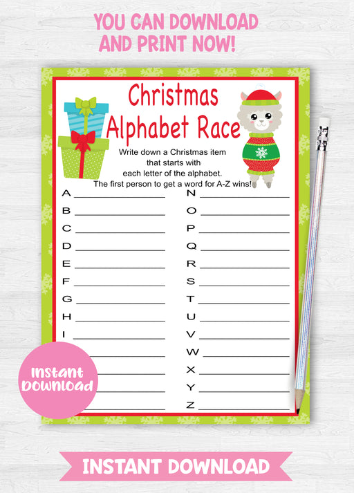 Christmas Llama Alphabet Race Game