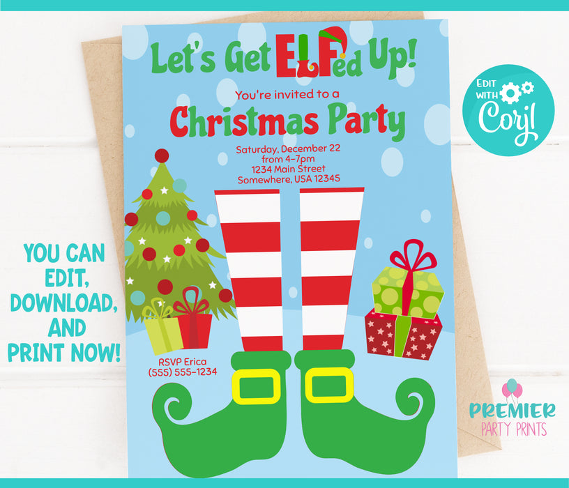Editable Instant Access/Download Christmas Party Invitation-C001