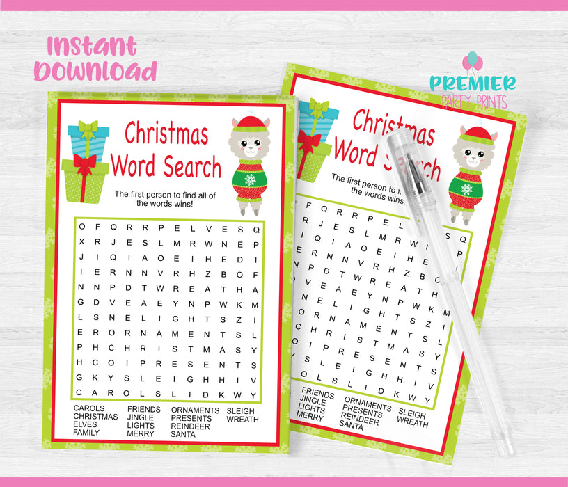 Christmas Llama Word Search Game-CG002