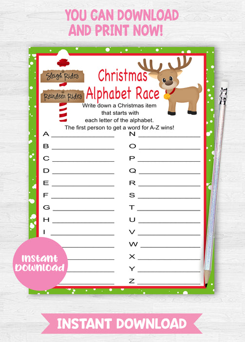 Christmas Reindeer Alphabet Race Game