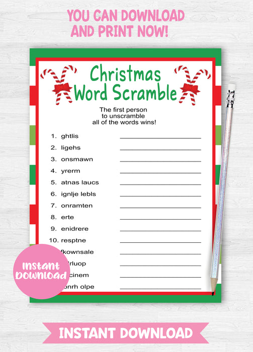  Christmas Word Scramble Game