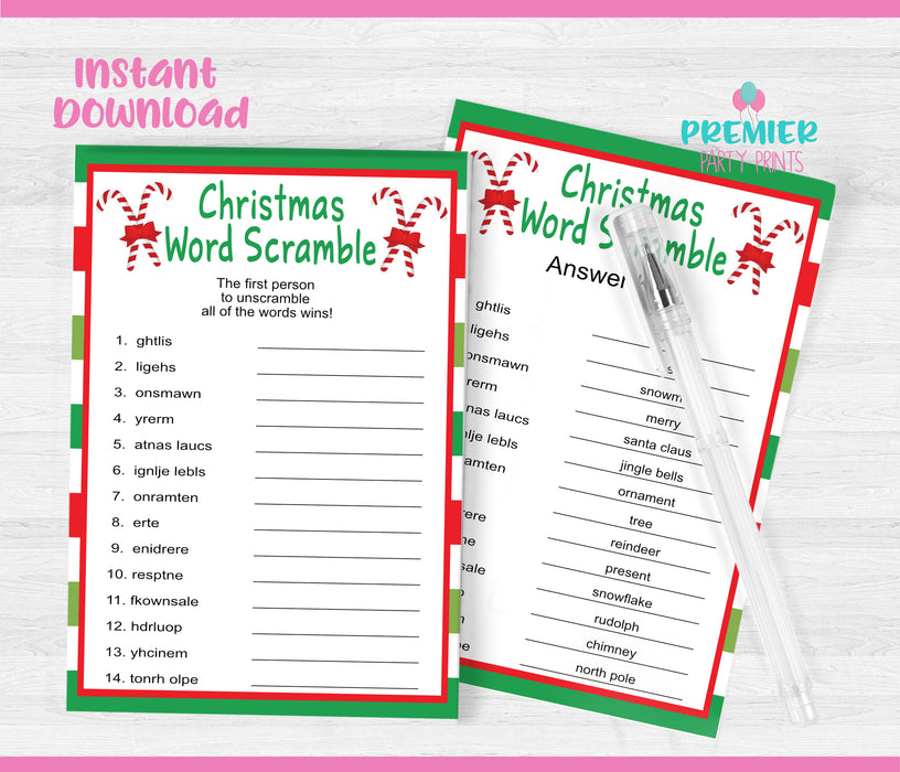  Christmas Word Scramble Game