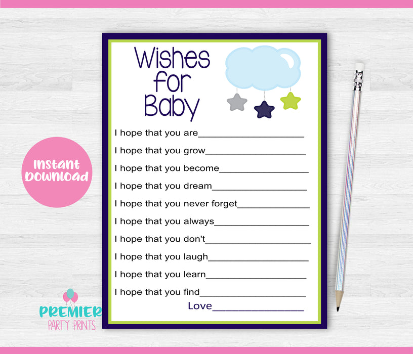 Twinkle Twinkle Little Star Wishes for Baby Shower Game