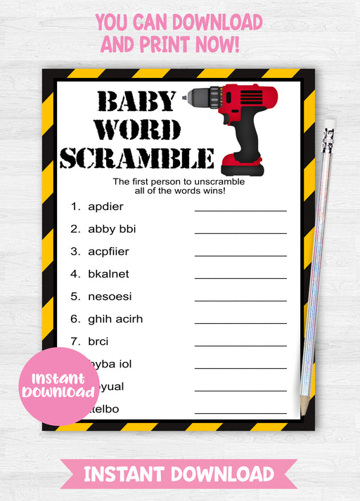 Construction Baby Word Scramble Game
